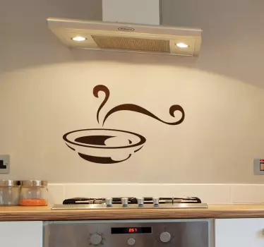 Muursticker keuken bord warme soep - TenStickers