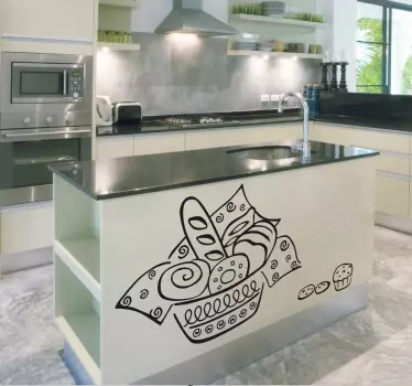 Muursticker keuken broodmand broodjes - TenStickers