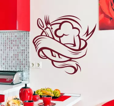 Sticker keuken lepel koksmuts vork - TenStickers