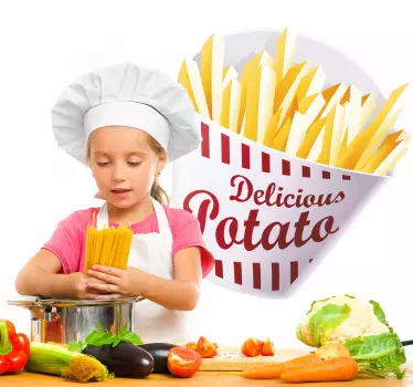 Sticker keuken pakje frieten - TenStickers