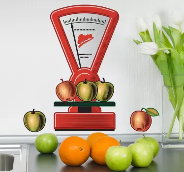 Sticker keuken weegschaal appels - TenStickers