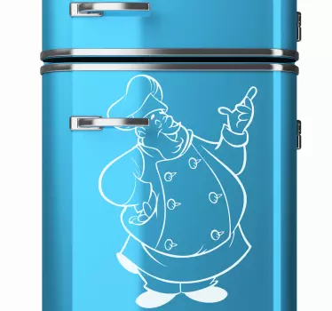 Koelkast sticker keuken zwaarlijvige chef kok - TenStickers