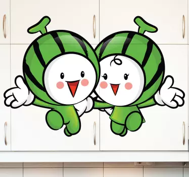 Muursticker keuken kind figuren watermeloen - TenStickers