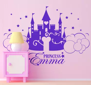 Muursticker kinderkamer kasteel met naam - TenStickers