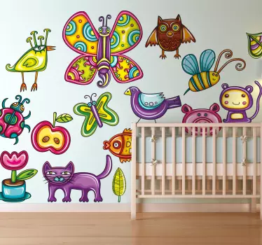 Sticker kinderen tekeningen insecten - TenStickers