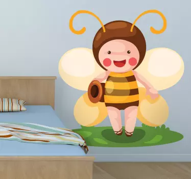 Sticker kinderen vrolijk bijenmeisje - TenStickers