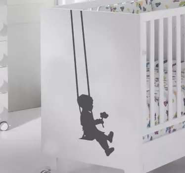 Sticker kinderkamer jongen schommel bloem - TenStickers