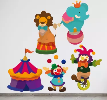Sticker kinderkamer personages circus - TenStickers