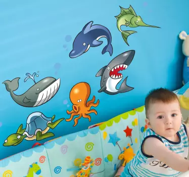 Sticker kinderkamer zeedieren - TenStickers
