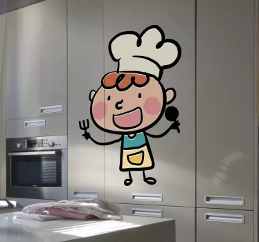 Muursticker keuken kok lepel vork - TenStickers