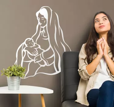 Sticker Maagd Maria en Jezus - TenStickers
