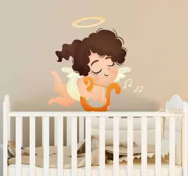 muursticker meisje speelt harp - TenStickers