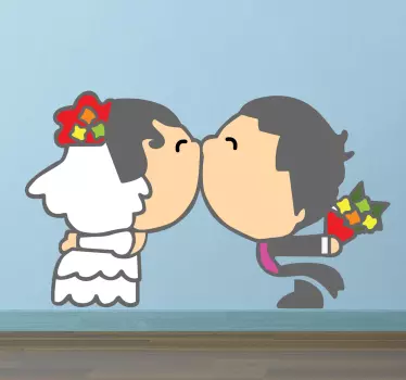Sticker pasgetrouwd koppel zoen - TenStickers