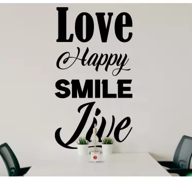 Sticker quotes Hou van gelukkige glimlach leven - TenStickers