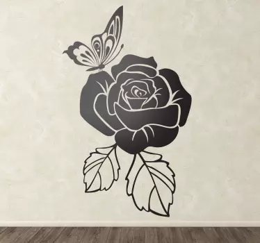 Sticker roos en vlinder - TenStickers