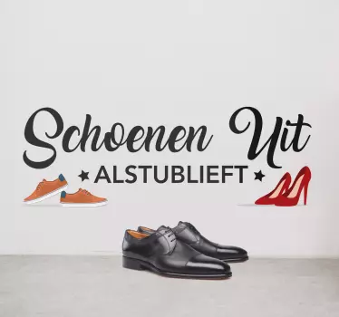 Tekst sticker schoenen uit alstublieft - TenStickers