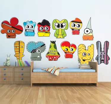 Sticker set grappige monsters - TenStickers