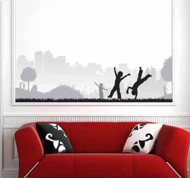 Sticker silhouette dansen kinderen - TenStickers