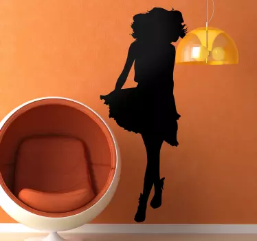 Sticker silhouette jonge dame met rok - TenStickers