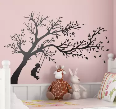 Sticker silhouette kind boom schommel - TenStickers