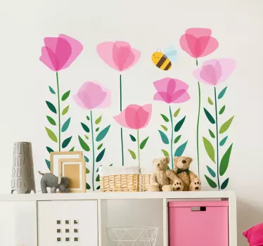 Sticker tekening bloemen en insecten - TenStickers