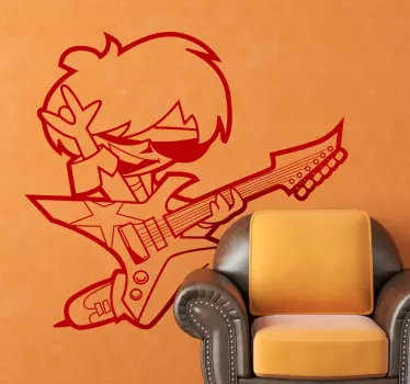 Sticker tekening jongen gitaar - TenStickers