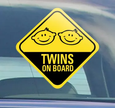 Sticker tweeling aan boord auto - TenStickers