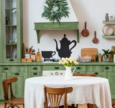 Muursticker keuken vintage theepot - TenStickers