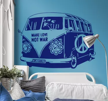 Sticker Volkswagen busje hippie - TenStickers