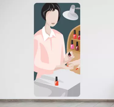 Sticker vrouw bij manicure - TenStickers