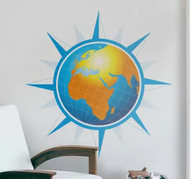 Sticker wereld bol kompasster - TenStickers