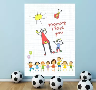 Sticker whiteboard kinderen hand in hand - TenStickers