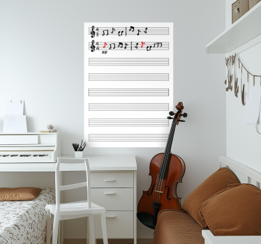 Sticker whiteboard muziekstuk - TenStickers