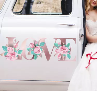 Bruiloft stickers liefde met rozen - TenStickers