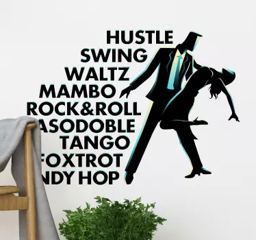 Muurstickers dansen met tekst - TenStickers