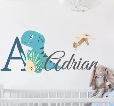 Stickers kinderkamer Schattige dieren dino met naam - TenStickers