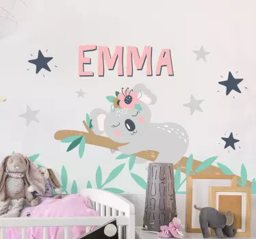 Muurstickers kinderkamer koala met naam - TenStickers