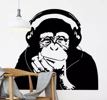 Muursticker kunst Denken aap banksy - TenStickers