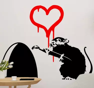 Stickers kunst Rat en een hart banksy - TenStickers