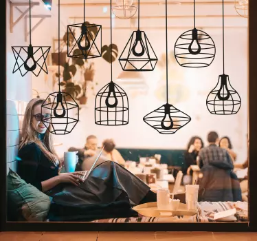 Raamsticker lampen set silhouette - TenStickers
