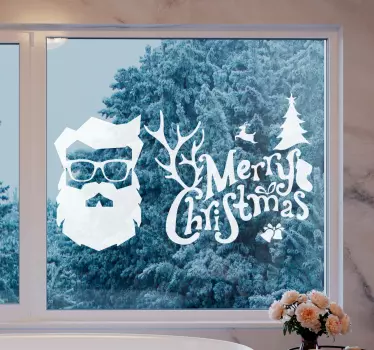 Raamstickers Vrolijk hipster kerstfeest - TenStickers