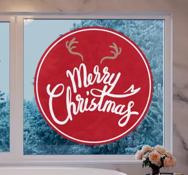 Stickers raam Vrolijk kerstfeest met rendierbrokken - TenStickers