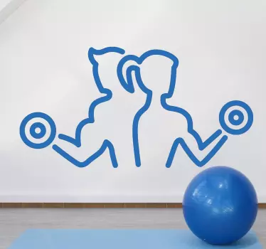 Stickers sport Man en vrouw met halter - TenStickers