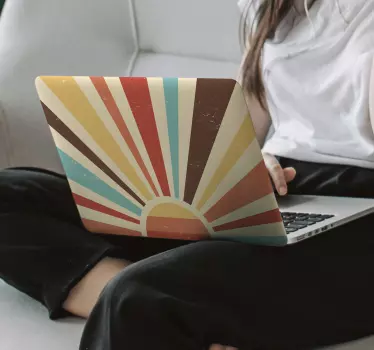 Laptopsticker abstracte vintage zonsondergang - TenStickers
