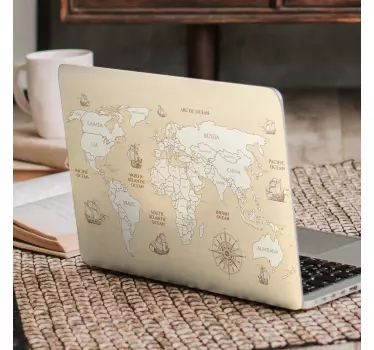 Stickers voor laptop Antieke wereldenkaart met landen - TenStickers