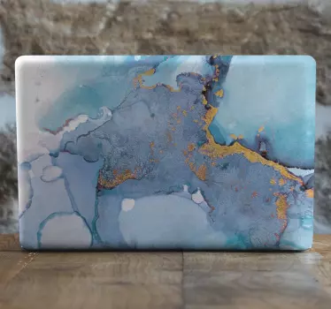 Laptopsticker blauw en wit marmer - TenStickers