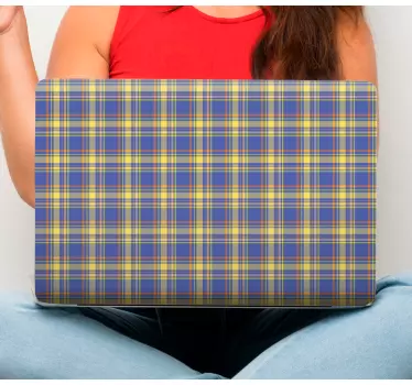 Stickers voor laptop Blauw geruit tartaarpatroon - TenStickers