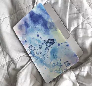 Stickers voor laptop Bloemen tekenen en vlinders - TenStickers