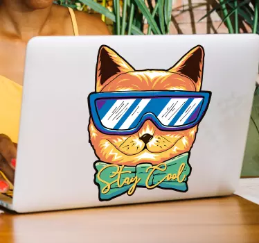 Stickers voor laptop Coole kat - TenStickers