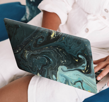 Laptop sticker donkergroen luxe marmer - TenStickers